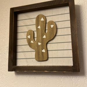 Brown cactus rustic wooden wall decor very cute